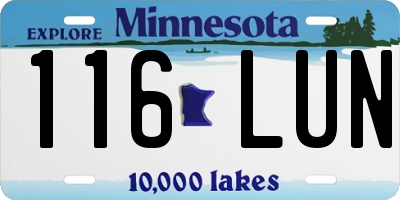 MN license plate 116LUN