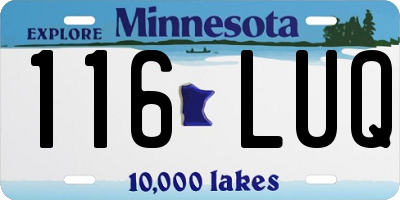 MN license plate 116LUQ