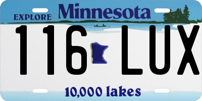 MN license plate 116LUX