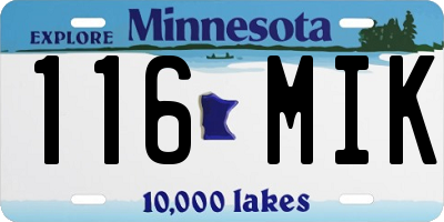 MN license plate 116MIK