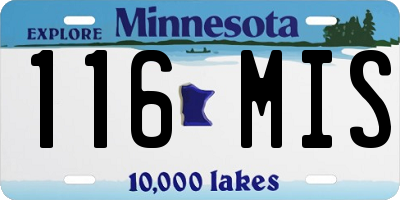MN license plate 116MIS