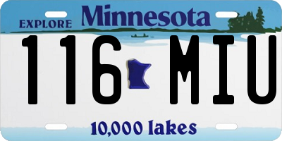 MN license plate 116MIU