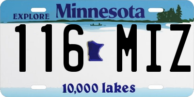 MN license plate 116MIZ