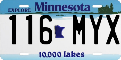 MN license plate 116MYX