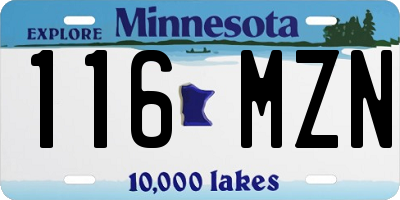 MN license plate 116MZN