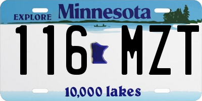 MN license plate 116MZT