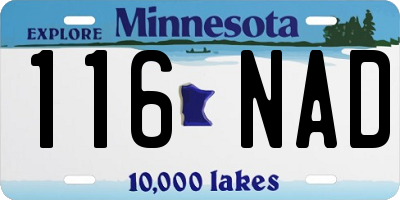 MN license plate 116NAD