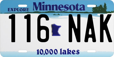 MN license plate 116NAK