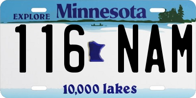 MN license plate 116NAM
