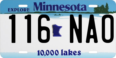 MN license plate 116NAO