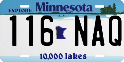MN license plate 116NAQ