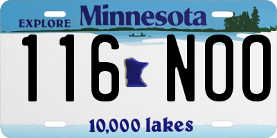 MN license plate 116NOO