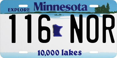 MN license plate 116NOR