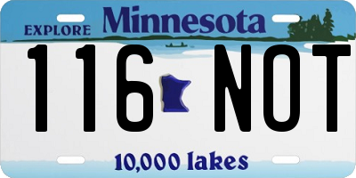 MN license plate 116NOT