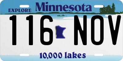 MN license plate 116NOV