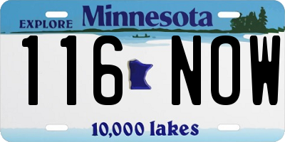 MN license plate 116NOW