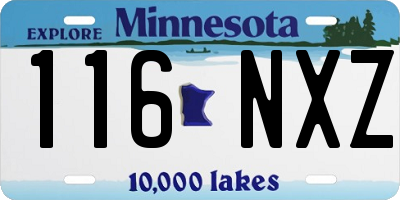 MN license plate 116NXZ