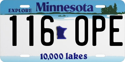 MN license plate 116OPE