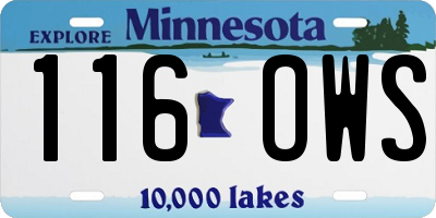 MN license plate 116OWS
