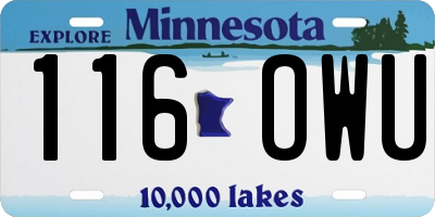 MN license plate 116OWU