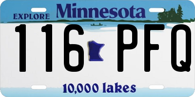 MN license plate 116PFQ