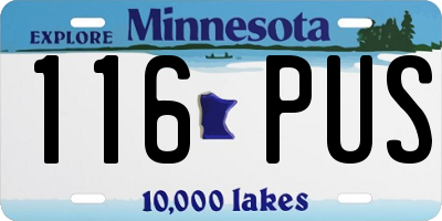 MN license plate 116PUS