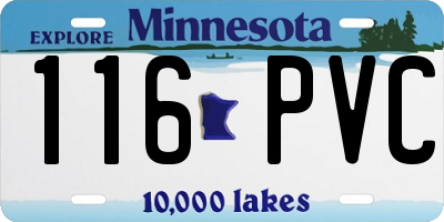 MN license plate 116PVC