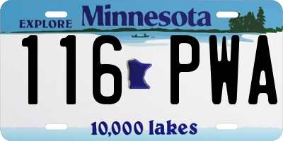 MN license plate 116PWA