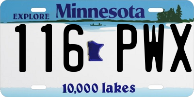 MN license plate 116PWX