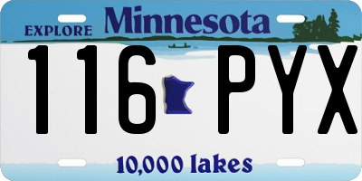 MN license plate 116PYX
