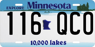 MN license plate 116QCO