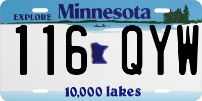 MN license plate 116QYW