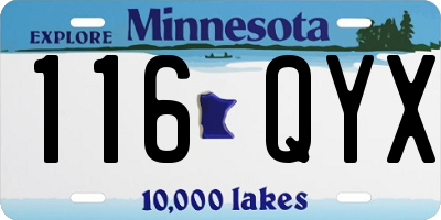 MN license plate 116QYX