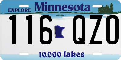 MN license plate 116QZO