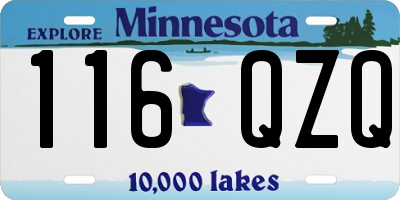 MN license plate 116QZQ