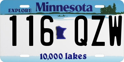 MN license plate 116QZW