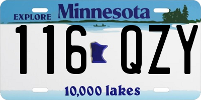 MN license plate 116QZY