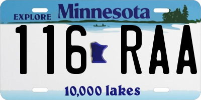 MN license plate 116RAA
