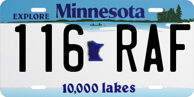 MN license plate 116RAF
