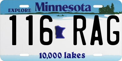 MN license plate 116RAG