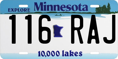 MN license plate 116RAJ