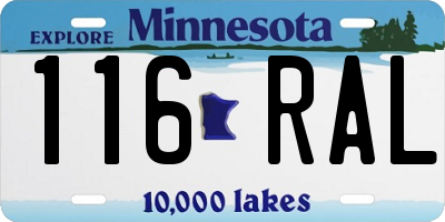 MN license plate 116RAL