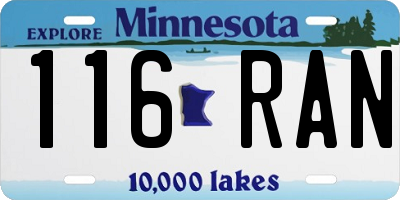 MN license plate 116RAN
