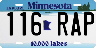 MN license plate 116RAP