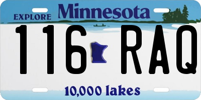 MN license plate 116RAQ