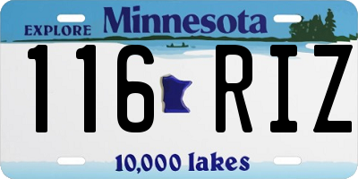 MN license plate 116RIZ