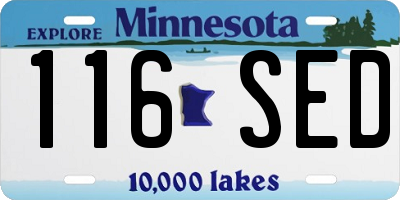 MN license plate 116SED