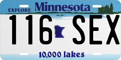 MN license plate 116SEX