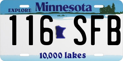 MN license plate 116SFB