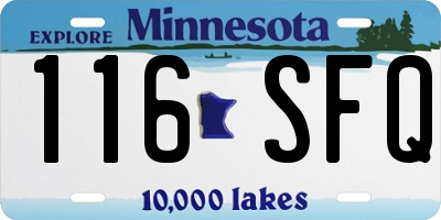 MN license plate 116SFQ
